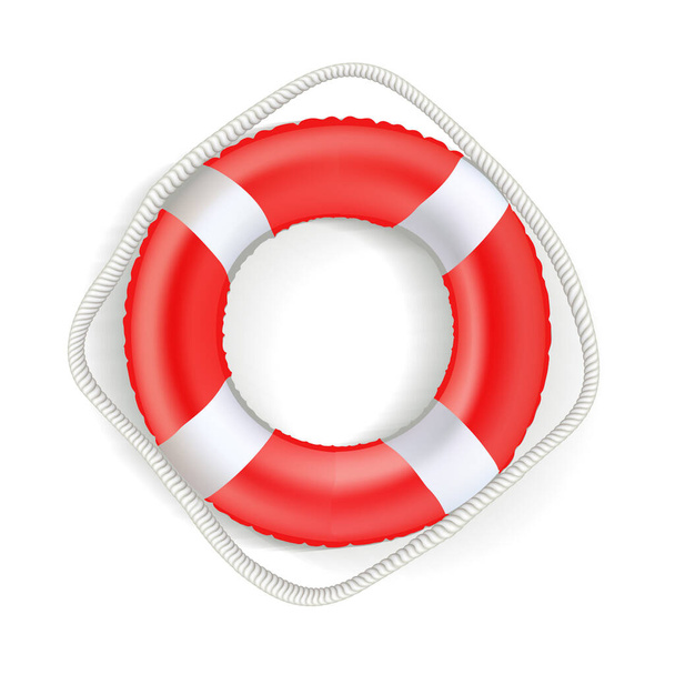 Red Life Buoy, Isolated On White Background. - Вектор,изображение