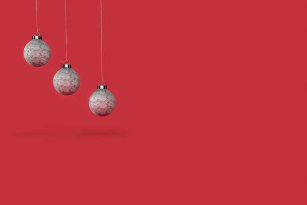 Joulupallot minimalistinen tapetti. 3d renderöinti. 3d kuva. Hyvää joulua käsite - Valokuva, kuva