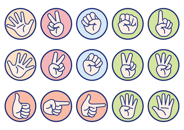 Rock paper scissorsetc hand sign set, vector illustration - Vecteur, image