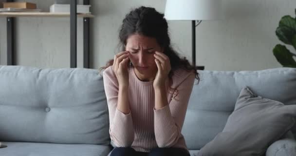 Unhappy depressed nervous lady suffering from loneliness. - Filmagem, Vídeo
