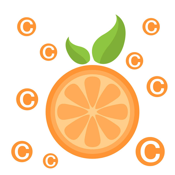 magas C-vitamin, narancs vektor tervezés. - Vektor, kép