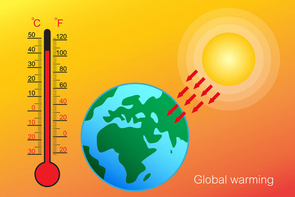 Global warming,Hot temperature,vector design. - Vector, Image