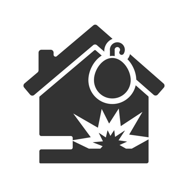 Home explosion icon with white background - Vector, Image