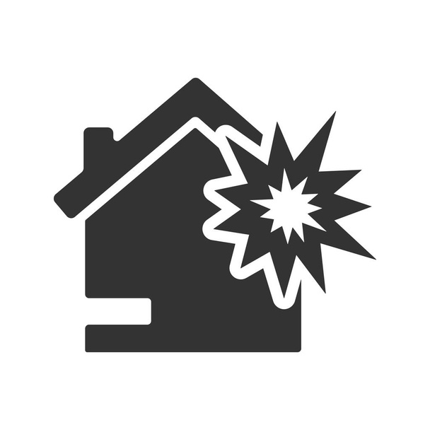 Home explosion icon with white background - Vector, Image