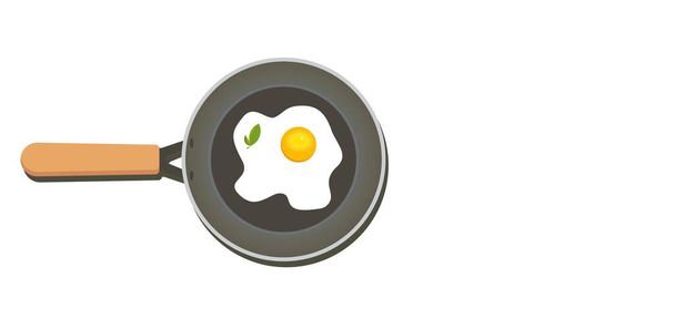 Uovo fritto su una padella per friggere. Colazione pasto vettoriale illustrazione. - Vettoriali, immagini