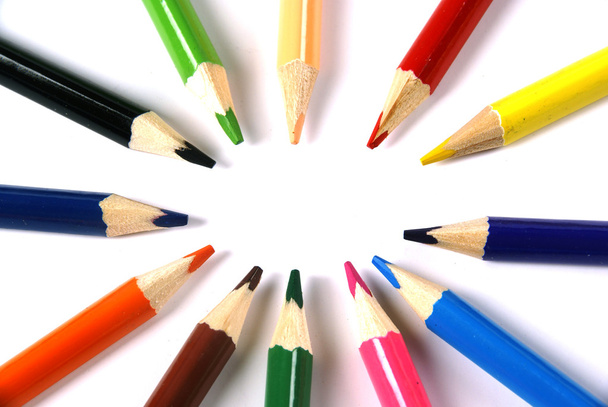 Coloured Pencils on a White Background - Photo, Image