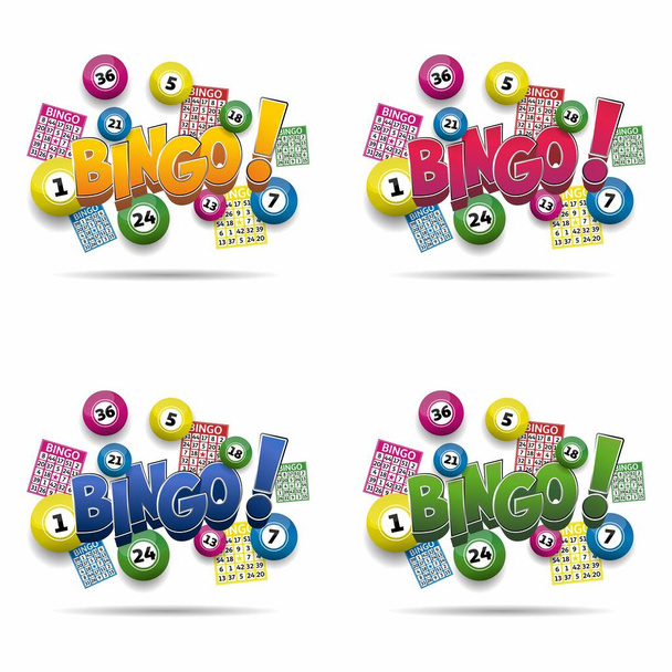 Bingo palle della lotteria e carte da bingo concetto di illustrazione vettoriale - Vettoriali, immagini