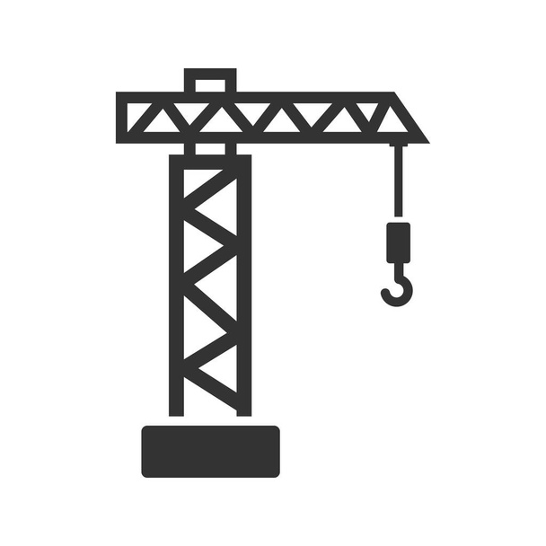 Tower Crane ikon fehér háttérrel - Vektor, kép