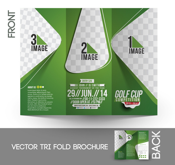 Tri-Fold Golf Tournament Mock up & Brochure Design - Vector, Image