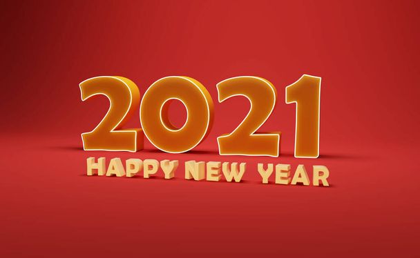 Nieuwjaar 2021 Creatief Ontwerpconcept - 3D Rendered Image - Foto, afbeelding