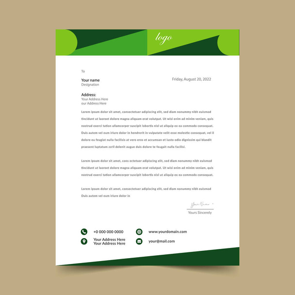 Green Letterhead Pad Template Design - Vector, Image