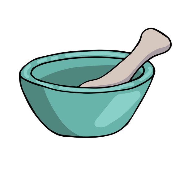 ilustración garabato dibujado a mano de una taza para mezclar aceite para spa y relajación
 - Vector, imagen