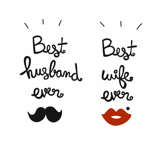 Melhor marido e mulher sempre palavra lettering vetor ilustração
 - Vetor, Imagem