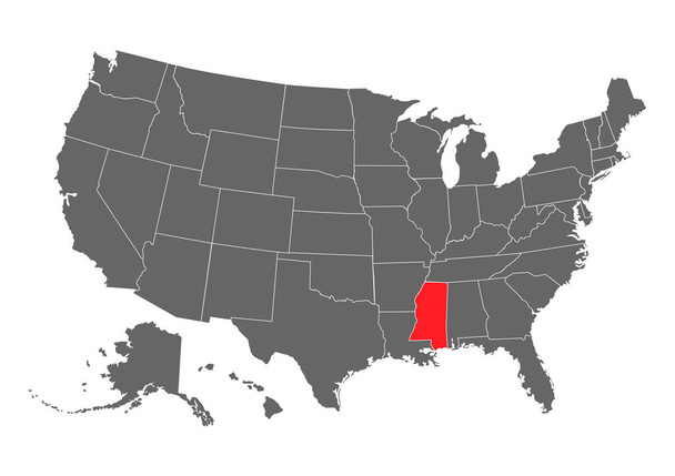 mississippi vector map. High detailed illustration. United state of America country . - Vector, Image