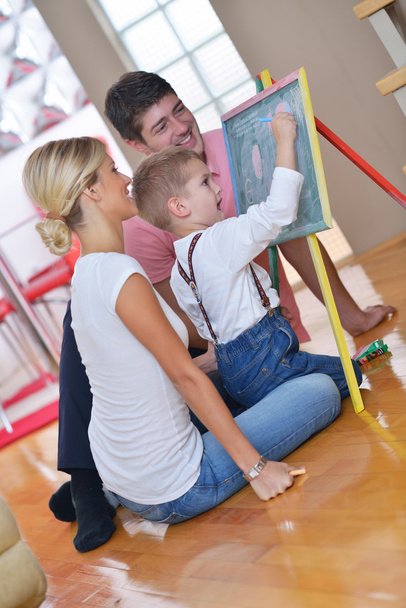 Family drawing on school board at home - Foto, afbeelding