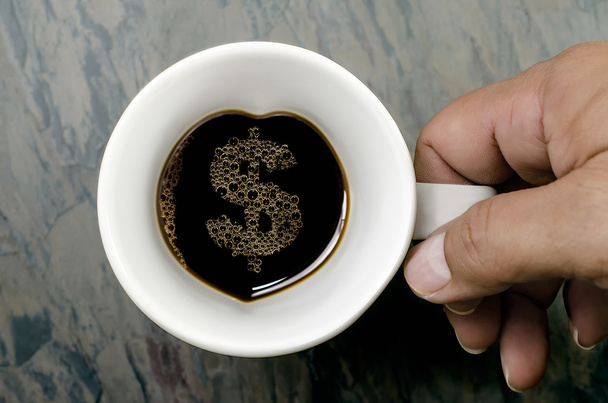 koffie dup: dollarteken - Foto, afbeelding