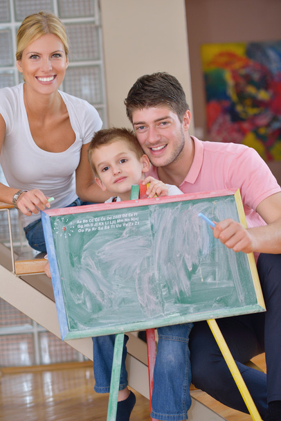 Family drawing on school board at home - Foto, immagini