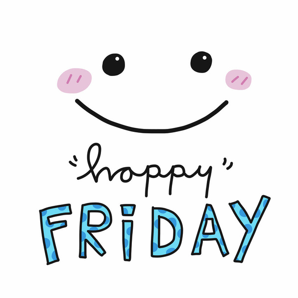 Hello Friday word and cute smile face vector illustration - Vector, Image