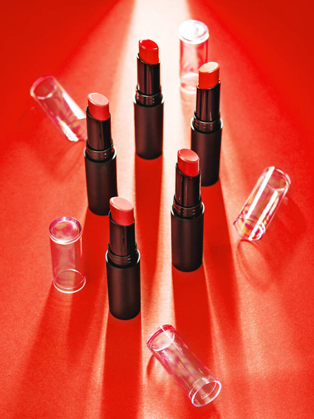 Set of matte Lipstick in red and natural colours. - Photo, Image