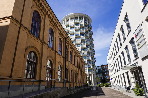 Стокгольм, Швеция Район в Фамальме известный как Старранген и жилая башня
. - Фото, изображение