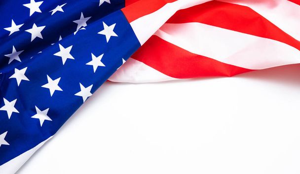 Americká vlajka na bílém pozadí k Memorial Day, 4. července, Svátek práce - Fotografie, Obrázek