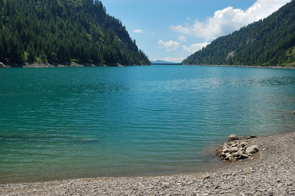 nyári alpesi tó látképe - Fotó, kép