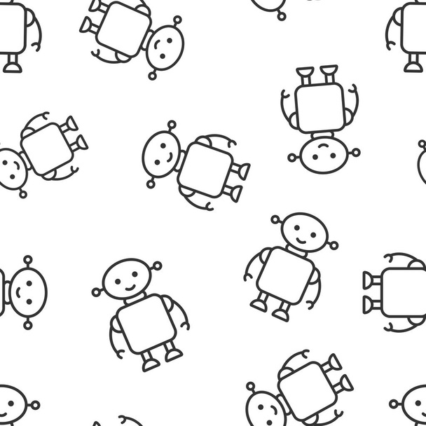 Nettes Roboter-Chatbot-Symbol im flachen Stil. Bot Operator Vektor Illustration auf weißem, isoliertem Hintergrund. Smart Chatbot Charakter nahtlose Muster Geschäftskonzept. - Vektor, Bild
