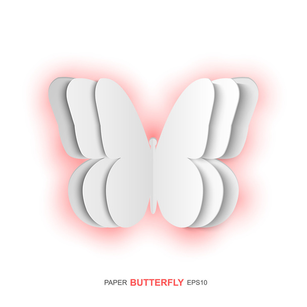 Greeting card with paper butterfly - Vector, Image