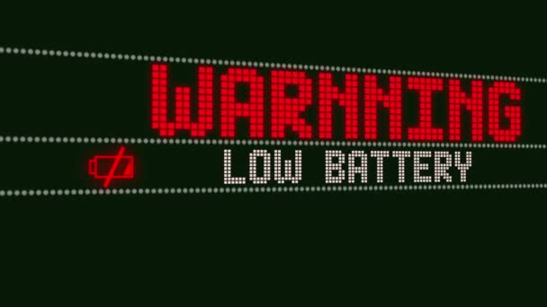 Batterij bijna leeg, waarschuwingsscherm tekst, systeembericht, kennisgeving - Animatie - Video