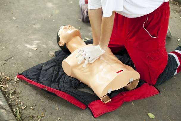 CPR training - heart massage - 写真・画像