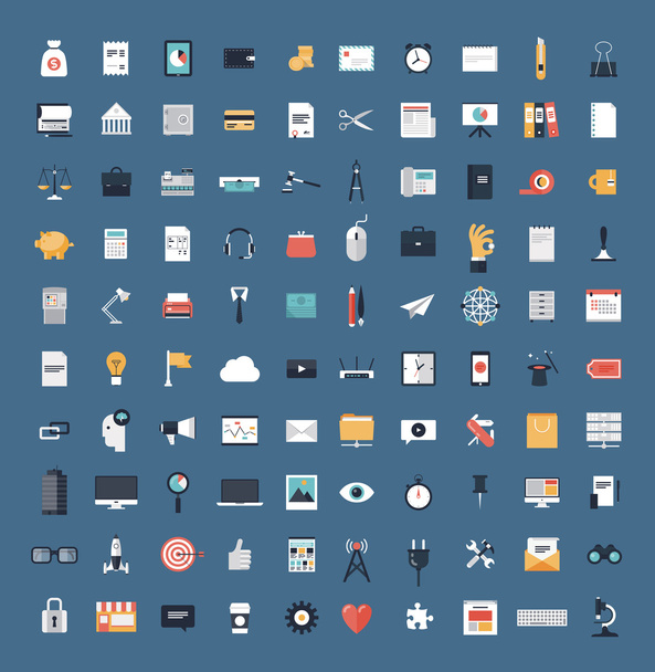 Business and finance flat icons big set - Vector, Image
