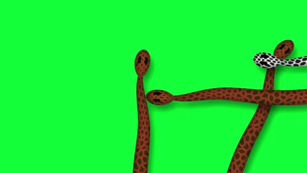 slangen kruipen tegen een groen scherm-animatie in 2d  - Video