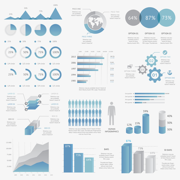 Big collection of modern business infographic vector elements - Vektor, obrázek