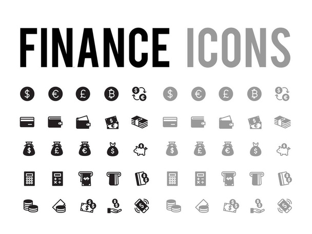 Finance, accounting payment method vector icon collection for app and mobile website responsive  - Vector, Image