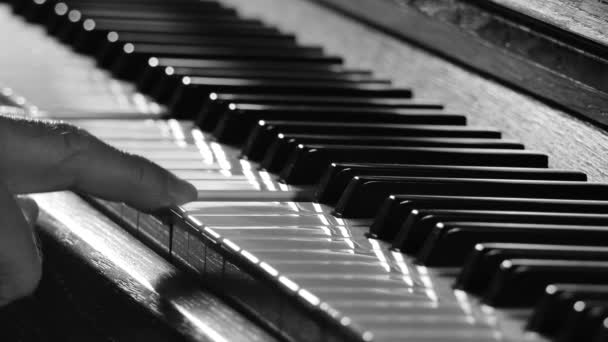 lähikuva kuvamateriaalia mies soittaa pianoa taustavalo - Materiaali, video