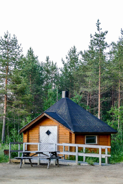 oud houten huis in het bos, mooie foto digitale foto - Foto, afbeelding