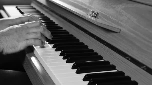 close-up de homem tocando piano com luz de fundo
 - Filmagem, Vídeo
