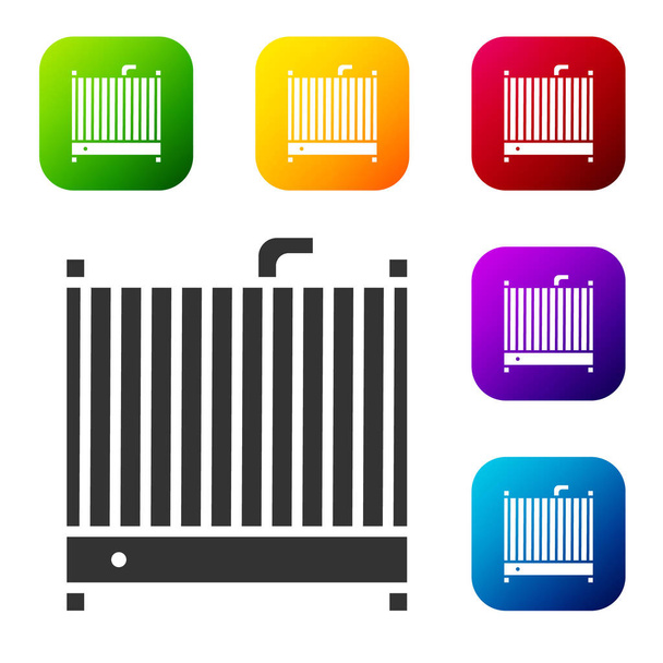 Black Car radiator cooling system icon isolated on white background. Set icons in color square buttons. Vector Illustration. - ベクター画像