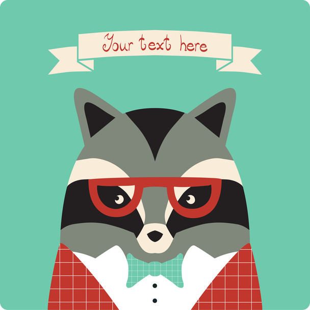Raccoon card. - Vector, afbeelding