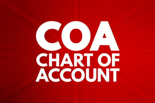 COA - Grafiek van de Account acroniem, zakelijke concept achtergrond - Foto, afbeelding