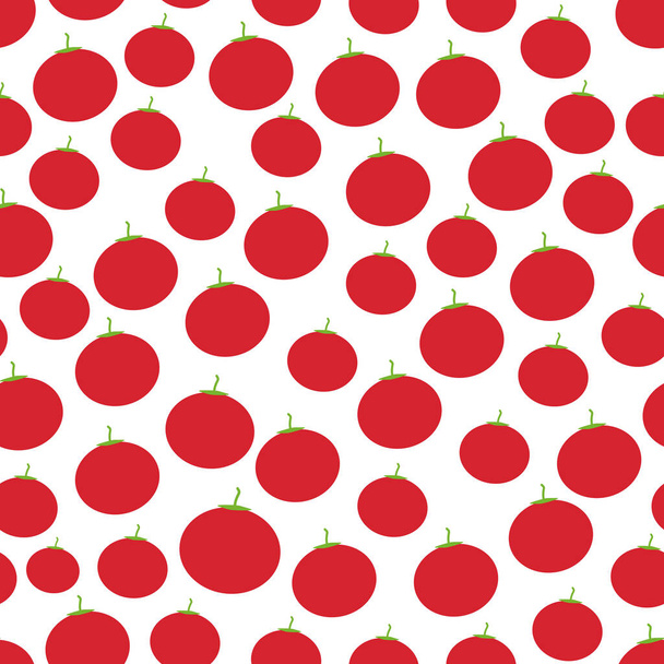 Seamless pattern with red tomatoes, isolated on white background trend of the season. Can be used for Gift wrap fabrics, wallpapers, food packaging. Vector illustration - Vector, imagen