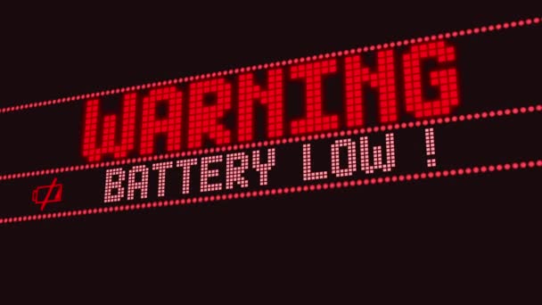 Χαμηλή μπαταρία, προειδοποιητικό κείμενο οθόνης, μήνυμα συστήματος, κοινοποίηση - Animation - Πλάνα, βίντεο