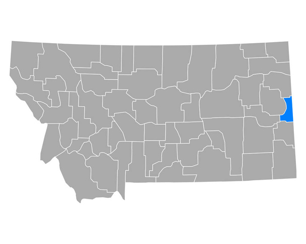 Map of Wibaux in Montana - Vector, Image