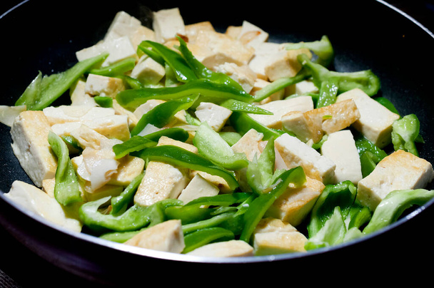 Stir fried tofu with green pepper - Photo, Image