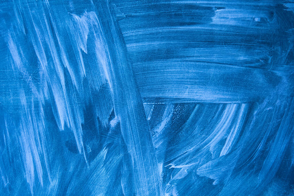 The texture of the chalkboard. Blue shades, abstract drawing. Frost patterns. - Photo, image