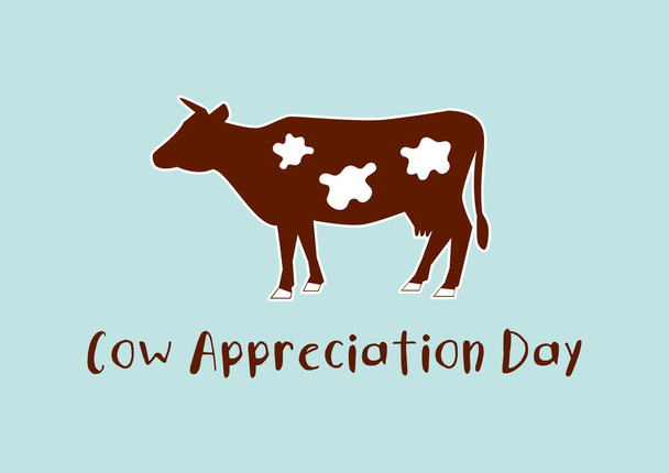 牛感謝の日ベクトル。牛のシルエットアイコンベクトル。牛感謝の日ポスター、 7月の第2火曜日。重要な日 - ベクター画像