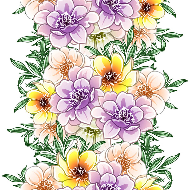 Colourful vintage style flowers seamless pattern - Wektor, obraz