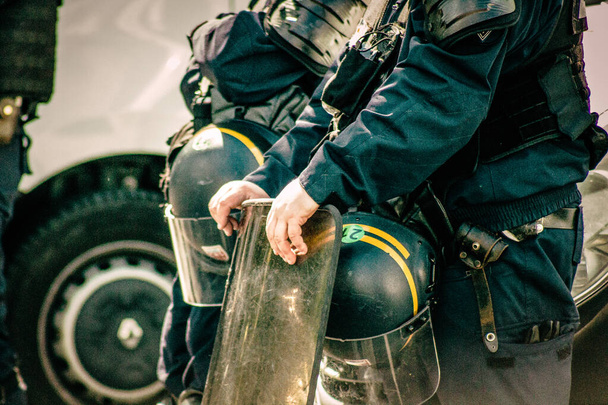 Closeup of the equipment of the special riot force of the French National Police - Photo, Image