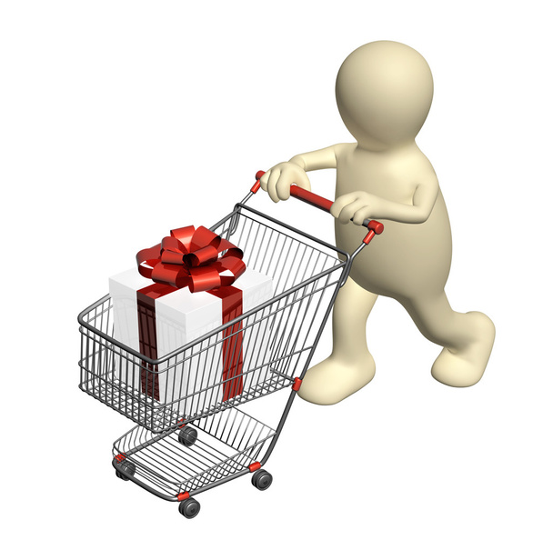 Consumer with shopping cart and gifts - Foto, immagini