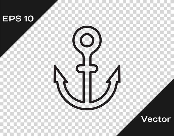 Black line Anchor icon isolated on transparent background.  Vector. - Vector, Image